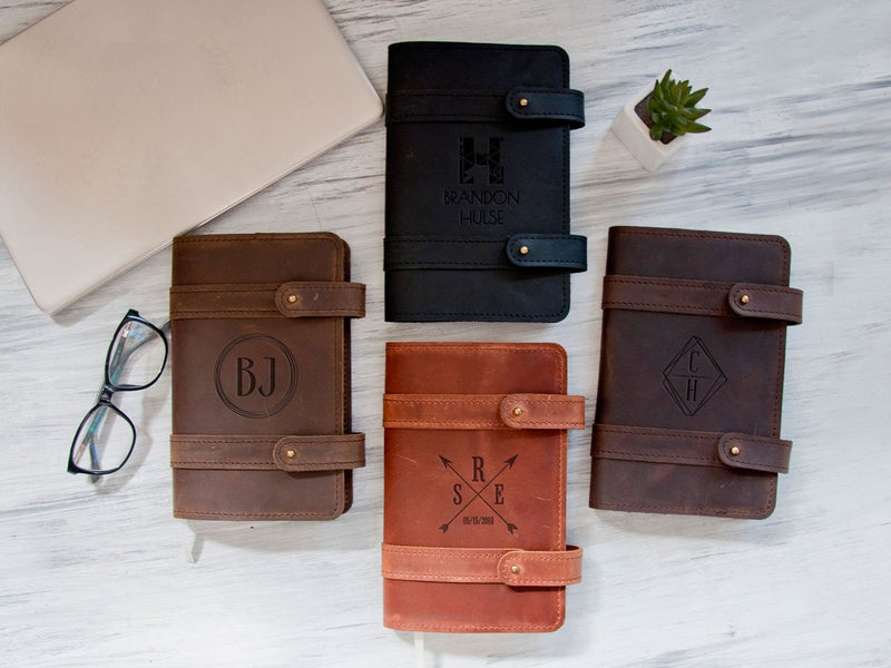 Refillable Leather Journal -Personalized Leather Cover for Son