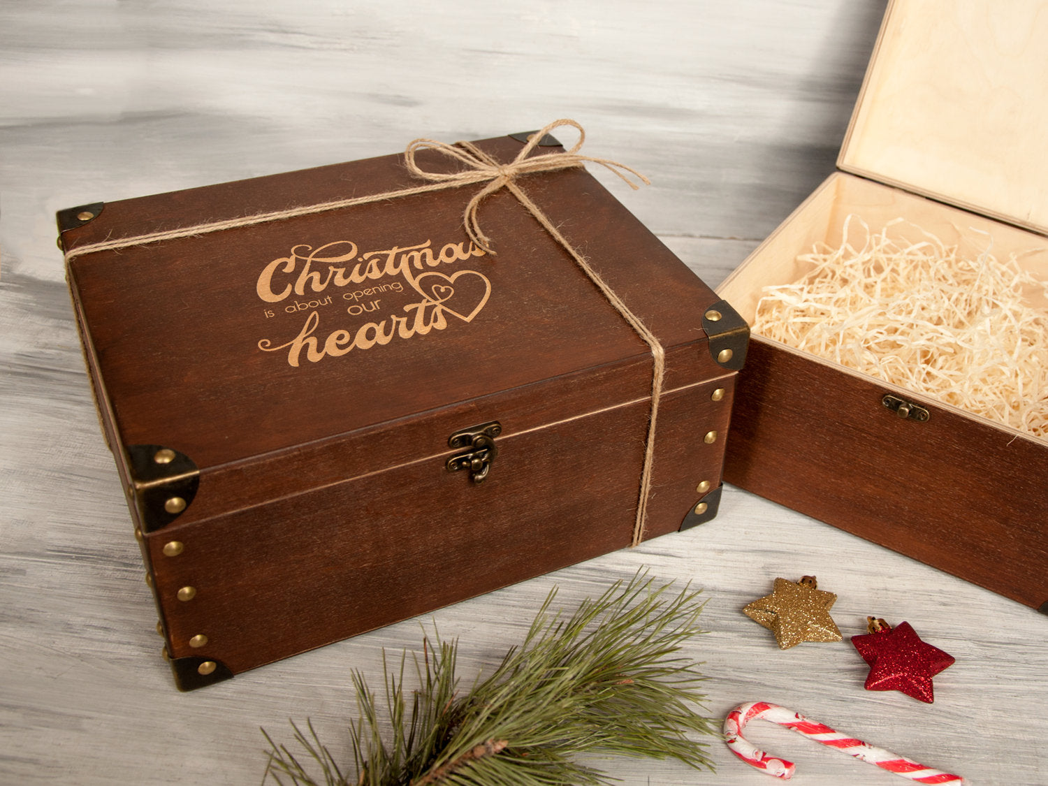 Personalized Festive Box for Christmas with Hearts