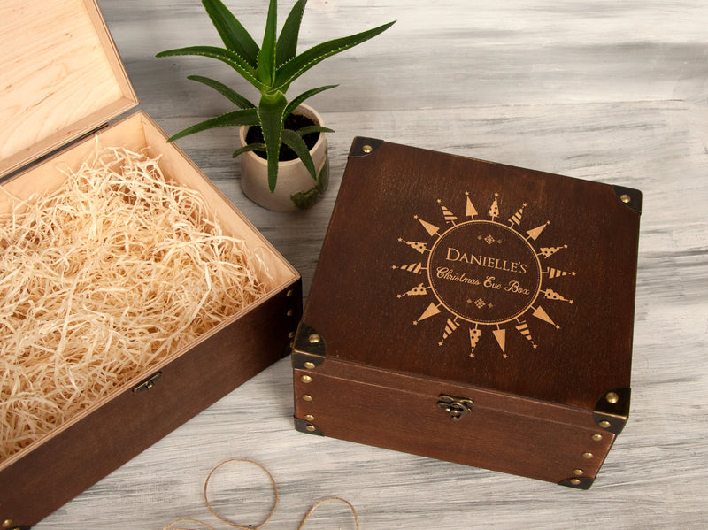 Engraved Wood Keepsake Box - Vintage Christmas Gift Box