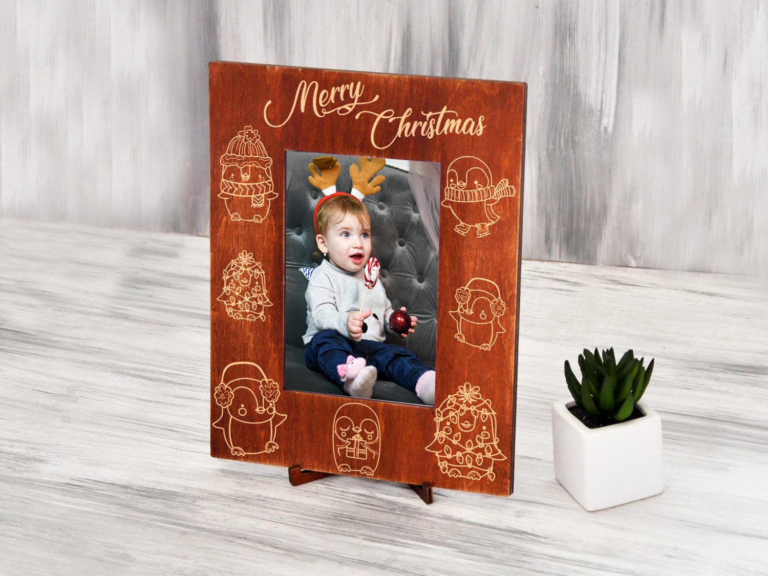 Christmas Picture Frame with Penguin - Baby Frame