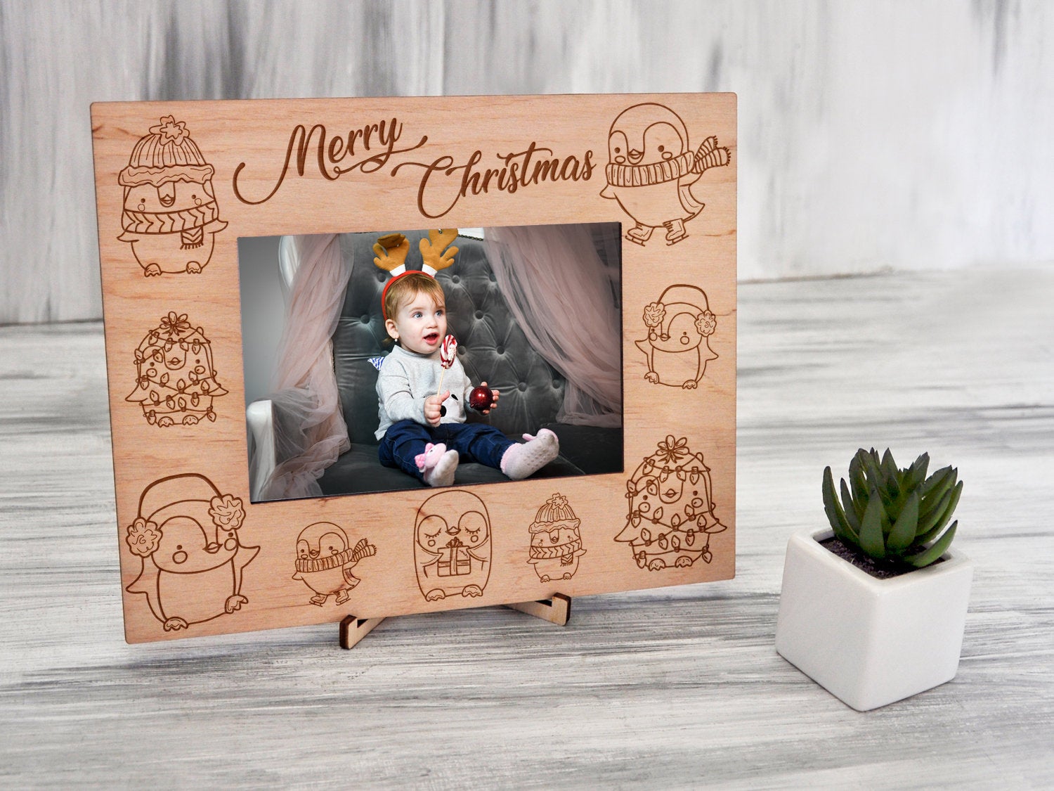 Christmas Picture Frame with Penguin - Baby Frame