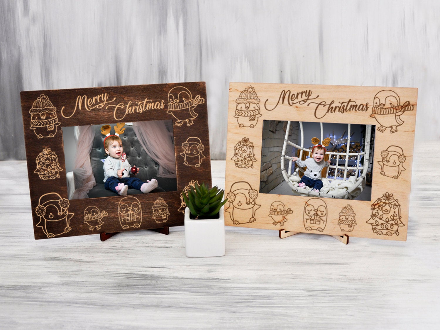 Christmas Picture Frame with Penguin - Baby Frame