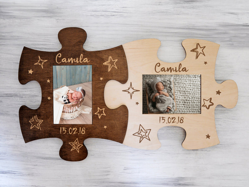 Wood Picture Puzzle Frame - Personalized New Baby Frame