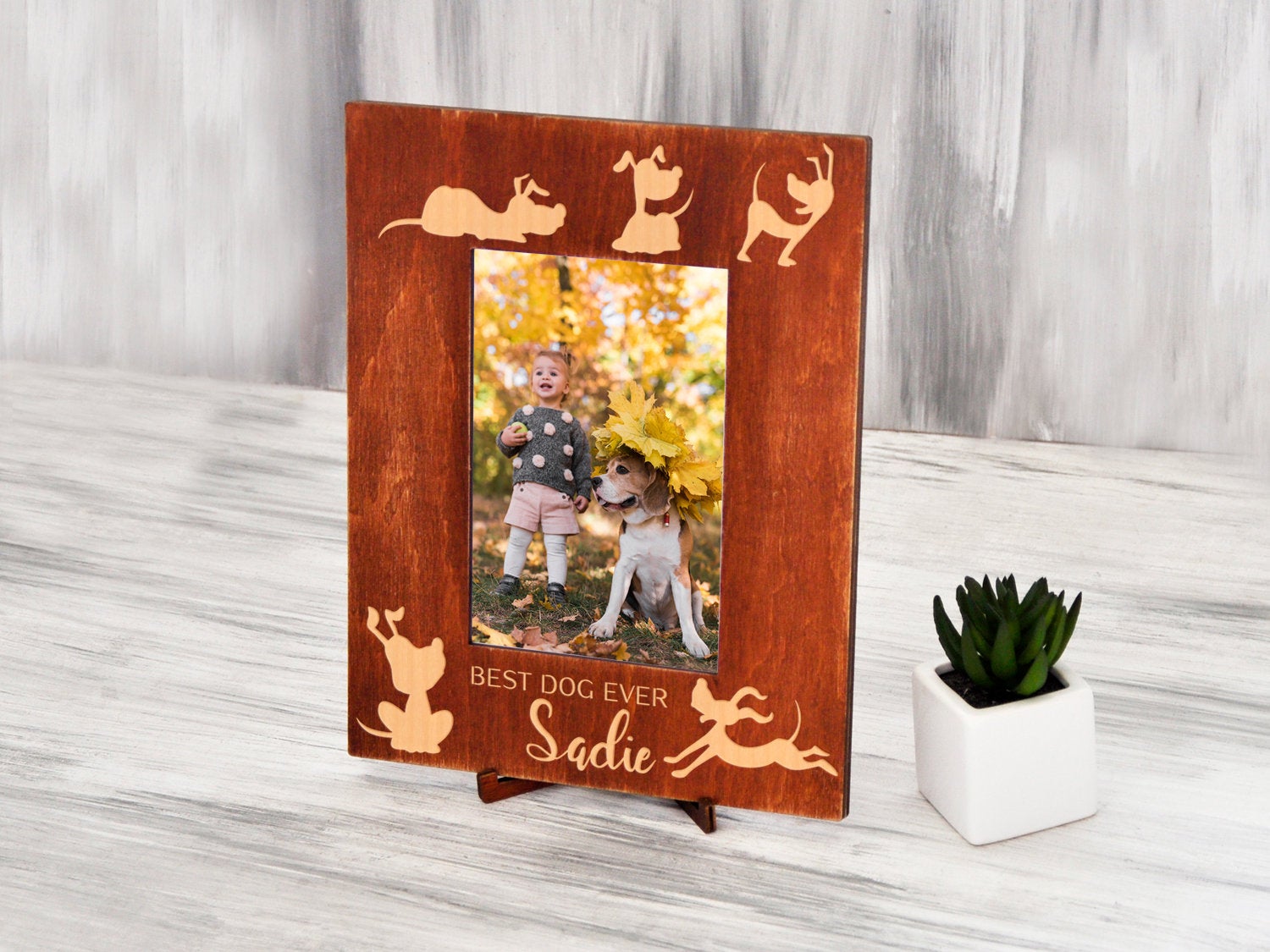 Personalized Dog Photo Frame - Rustic Home Decor