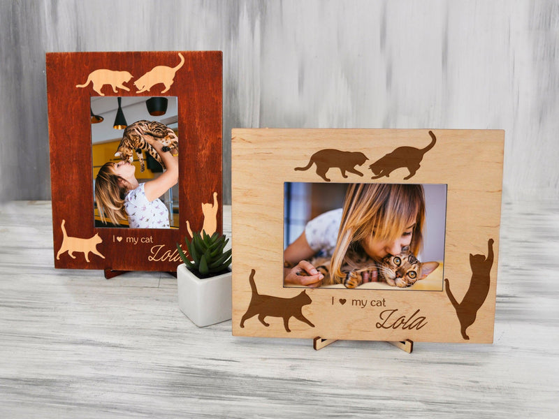Wood Photo Frame - Cat Lover Gift
