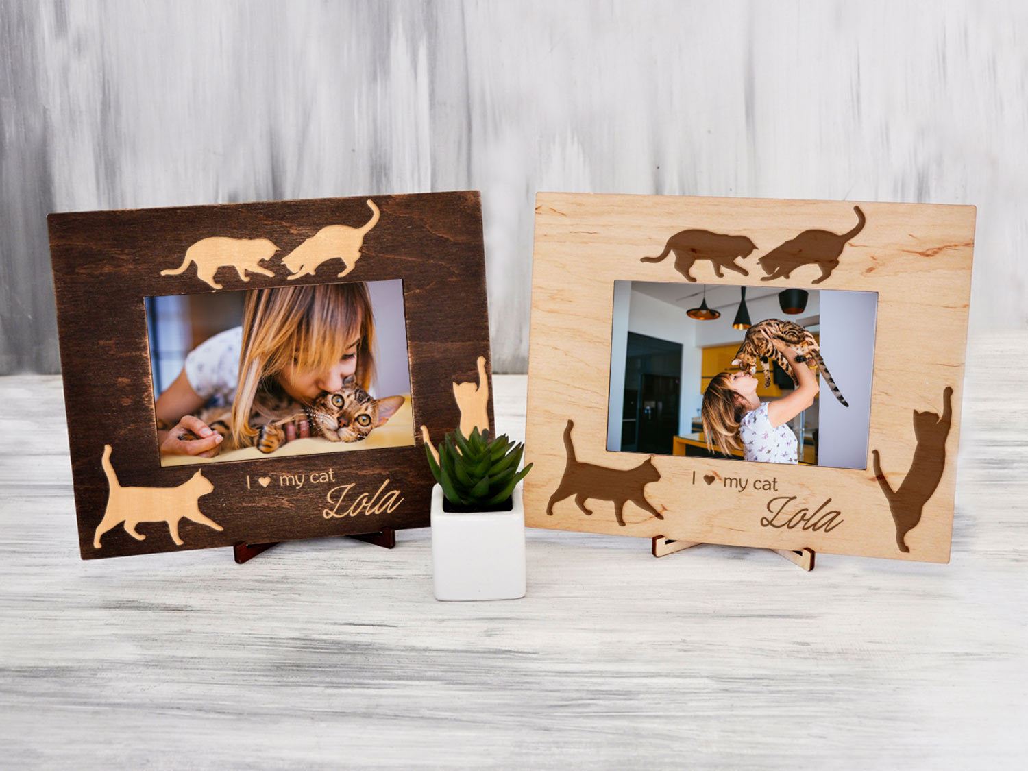 Wood Photo Frame - Cat Lover Gift