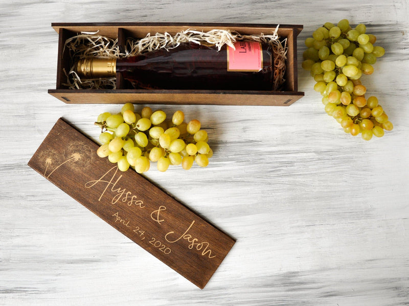 Personalized Anniversary Wine Box - Dandelion Gift for Wine Lover