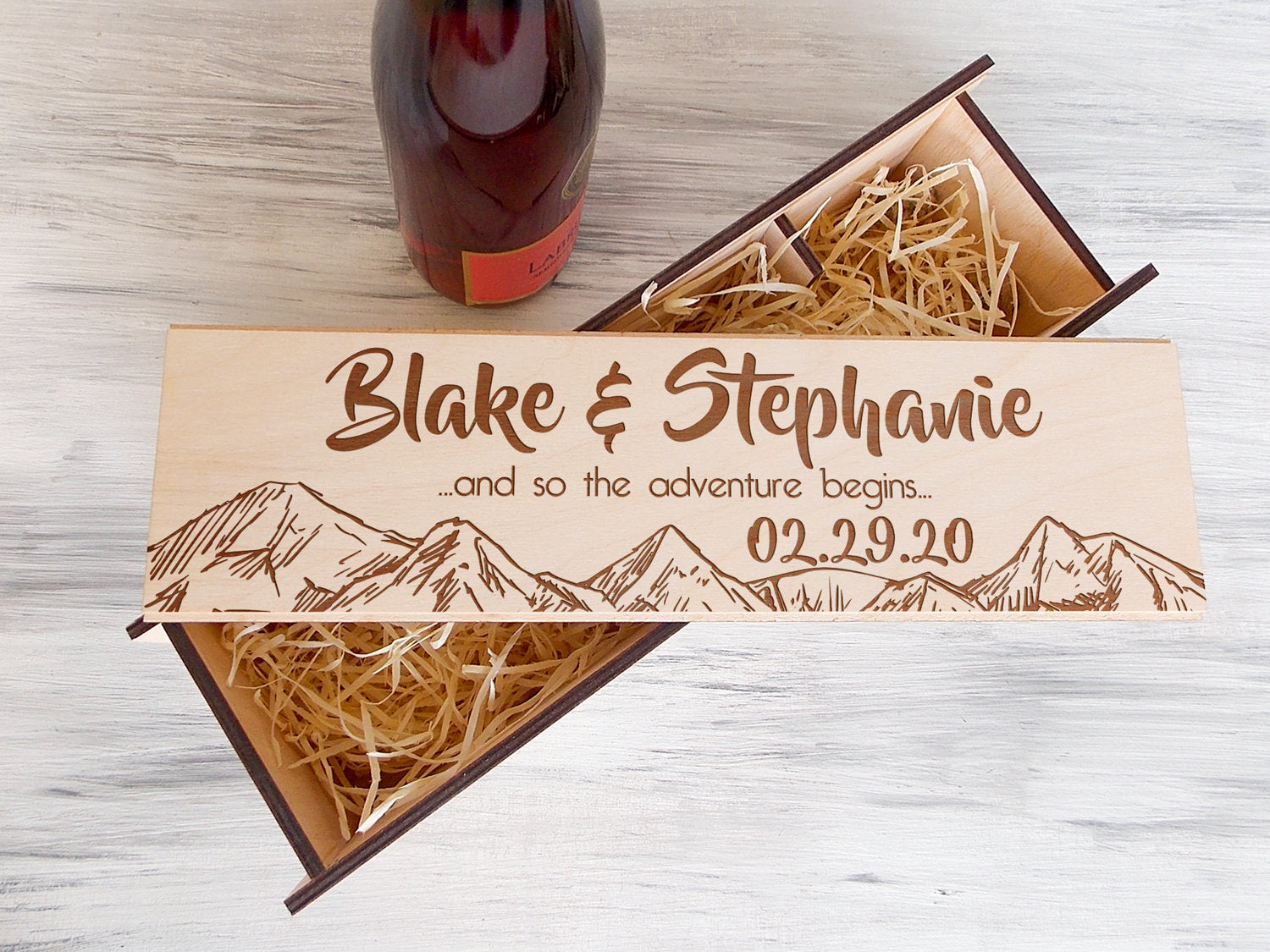 Adventure Gifts for Couple - Personalized Wedding Wine Box