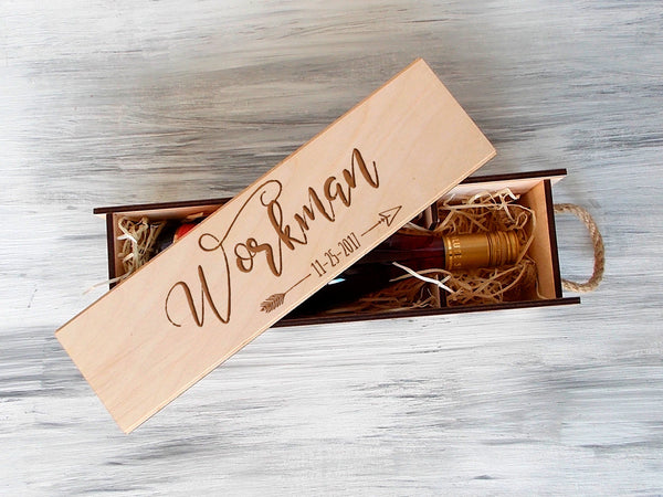 Wood Wine Box - Bridal Shower Gift for Bride