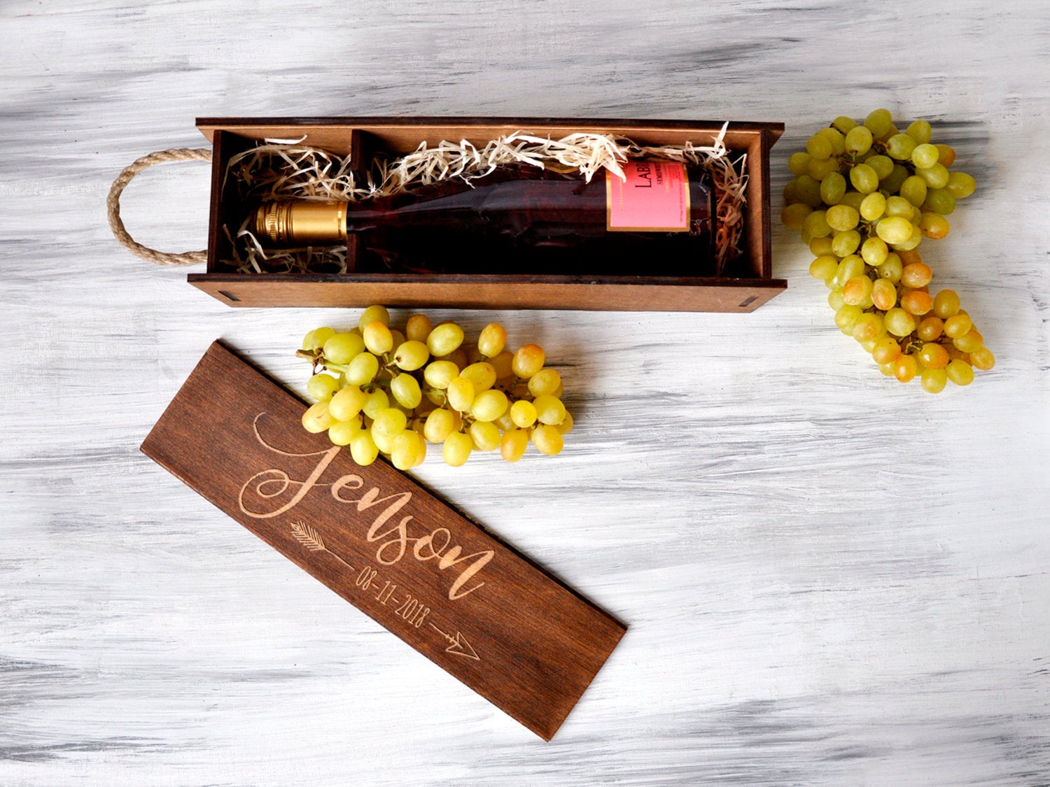 Personalized Wedding Wine Box - 5th Anniversary Gift for Couple in Boho Style