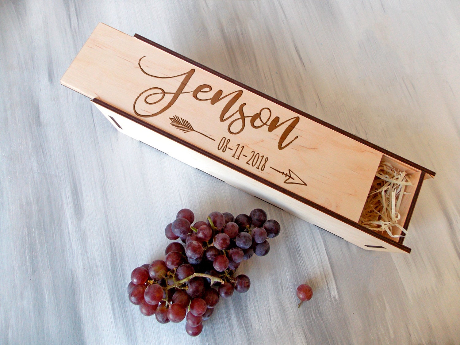 Personalized Wedding Wine Box - 5th Anniversary Gift for Couple in Boho Style