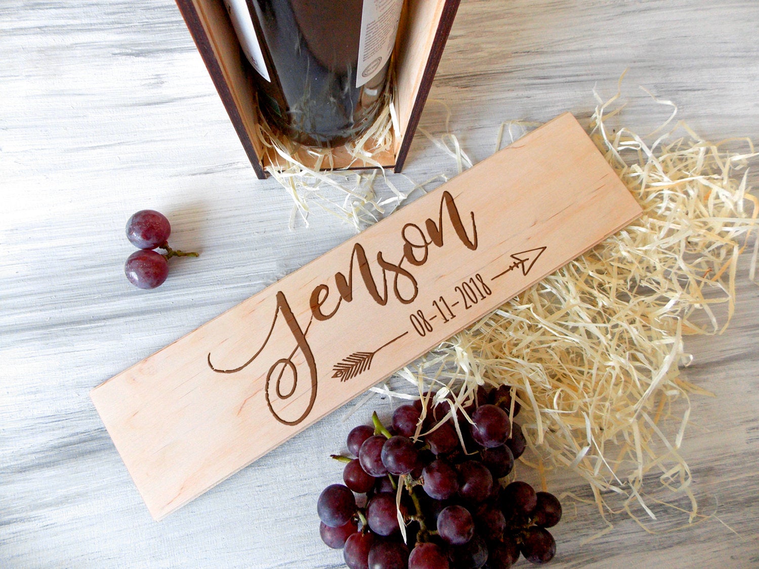 Personalized Wedding Wine Box - 5th Anniversary Gift for Couple in Boho Style