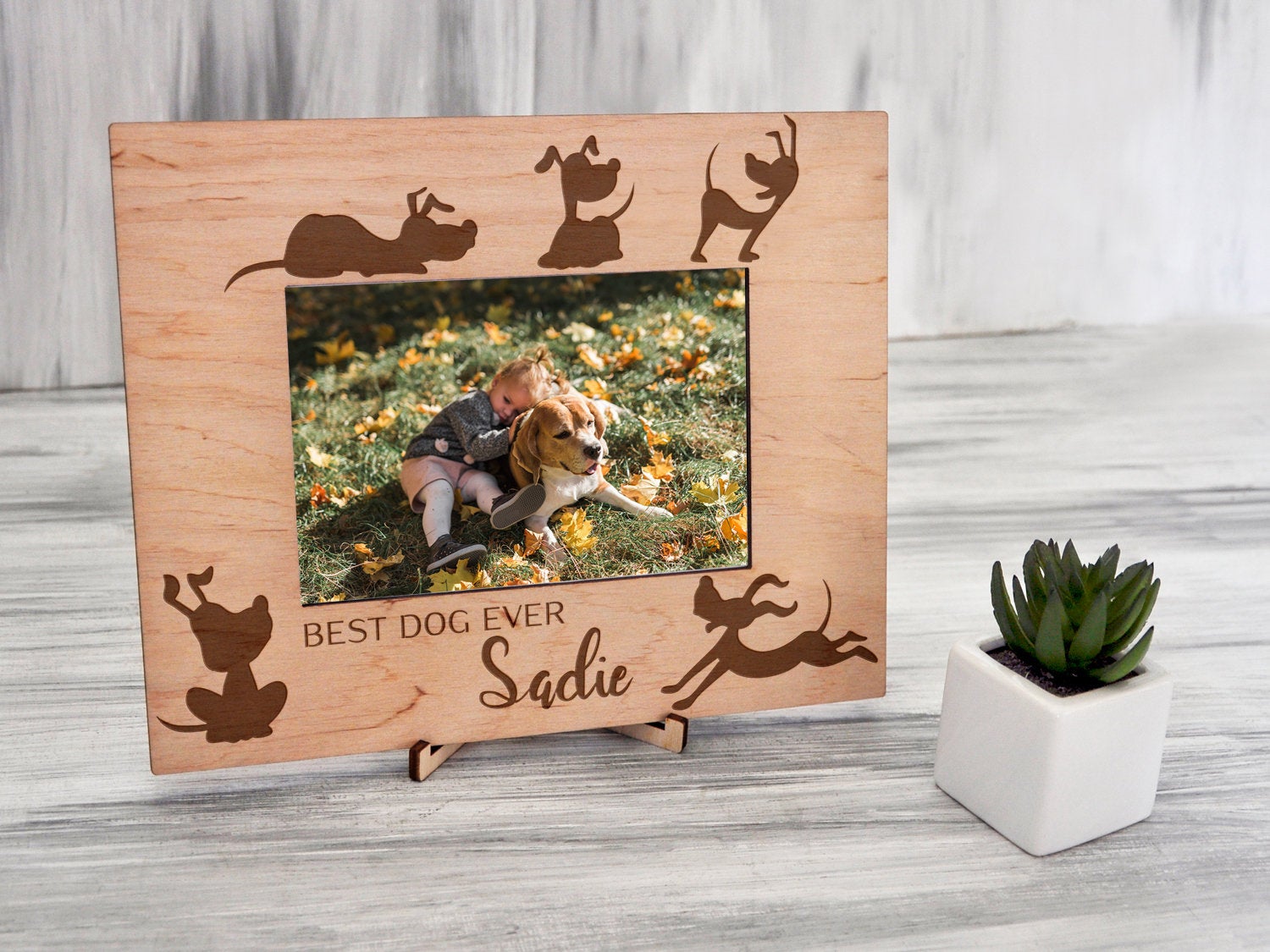 Personalized Dog Photo Frame - Rustic Home Decor