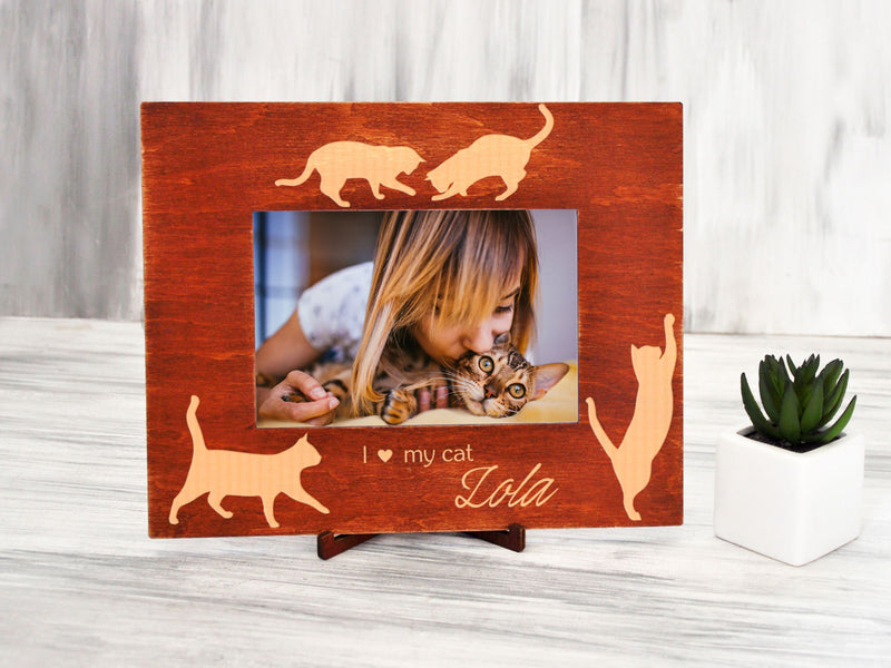 Wood Photo Frame - Cat Lover Gift