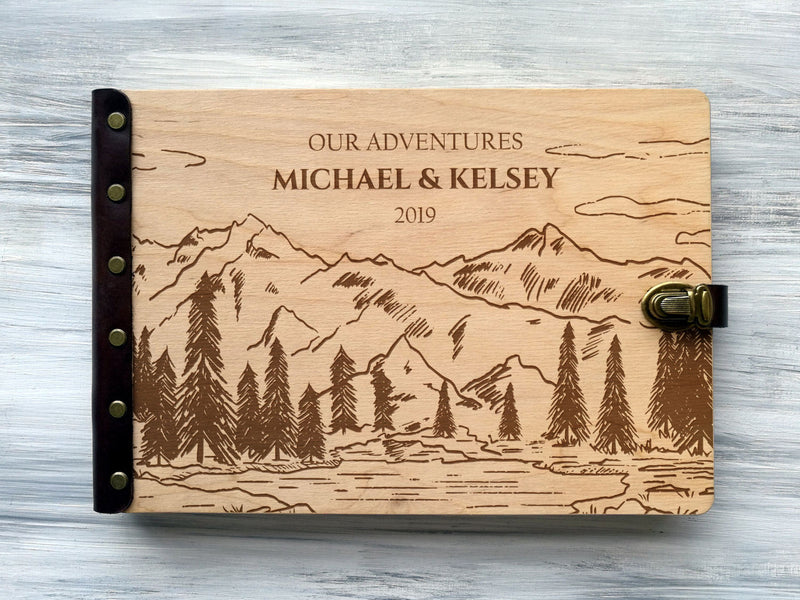 Travel Photo Album for Couples, Our Adventure Book, 5th Anniversary Gift  for Wife, Wooden Photo Album, Custom Adventure Book 
