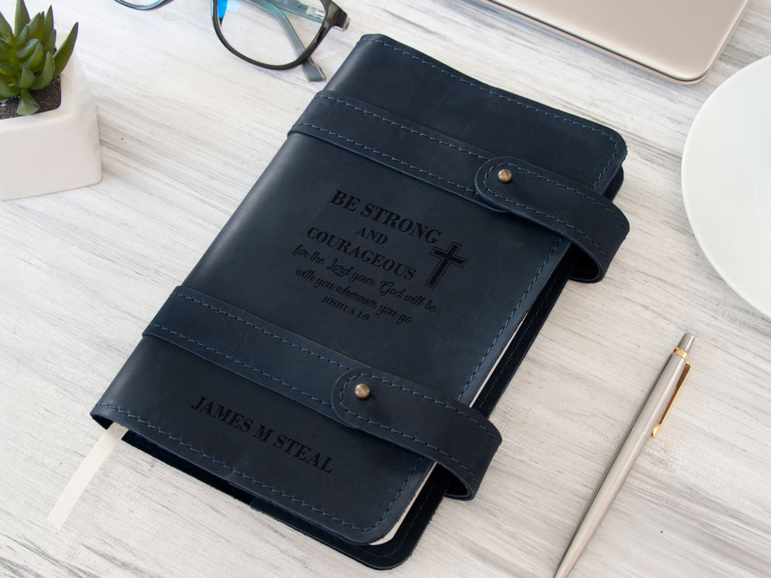 Personalized Leather Prayer Journal - Bible Study Notebook