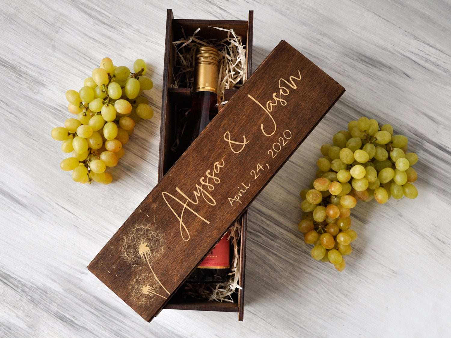 Personalized Anniversary Wine Box - Dandelion Gift for Wine Lover