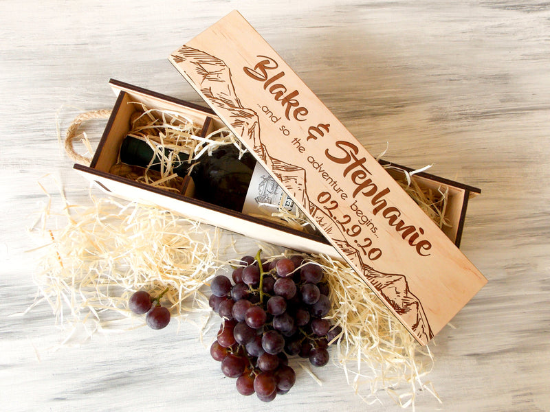Adventure Gifts for Couple - Personalized Wedding Wine Box