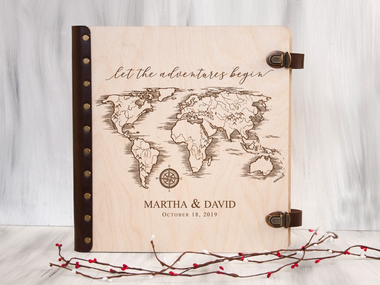 Wedding Photo Album with World Map Album Let the Adventures Begin