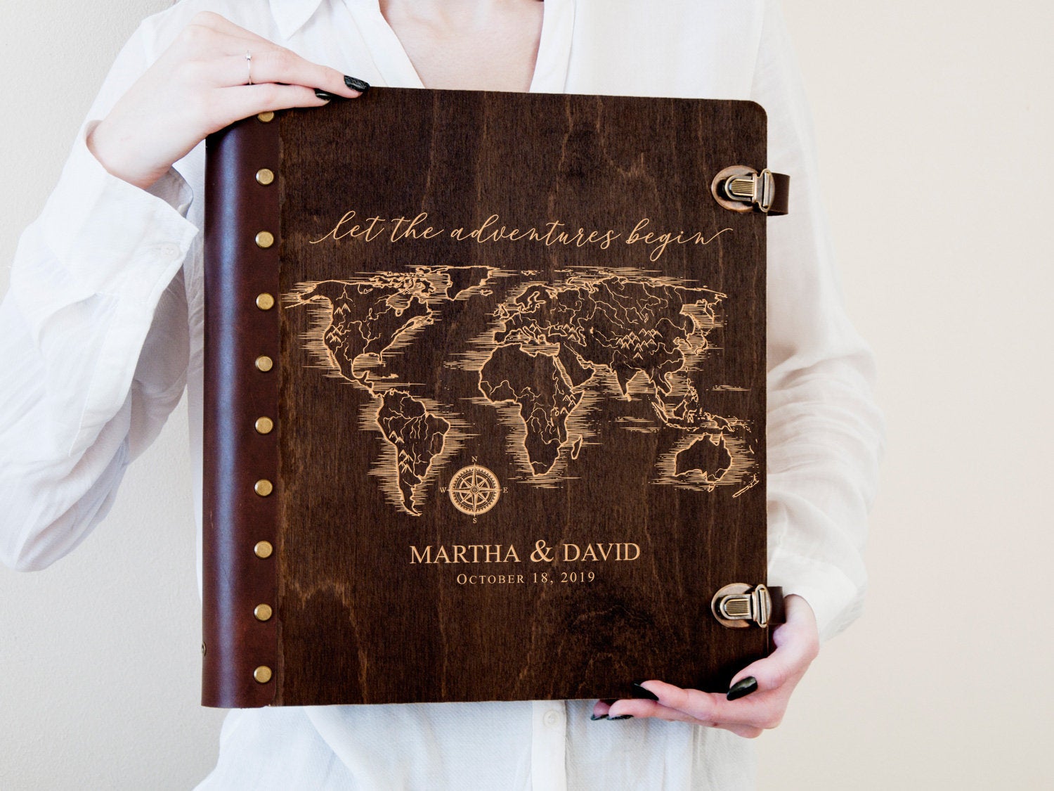 Wedding Photo Album with World Map Album Let the Adventures Begin