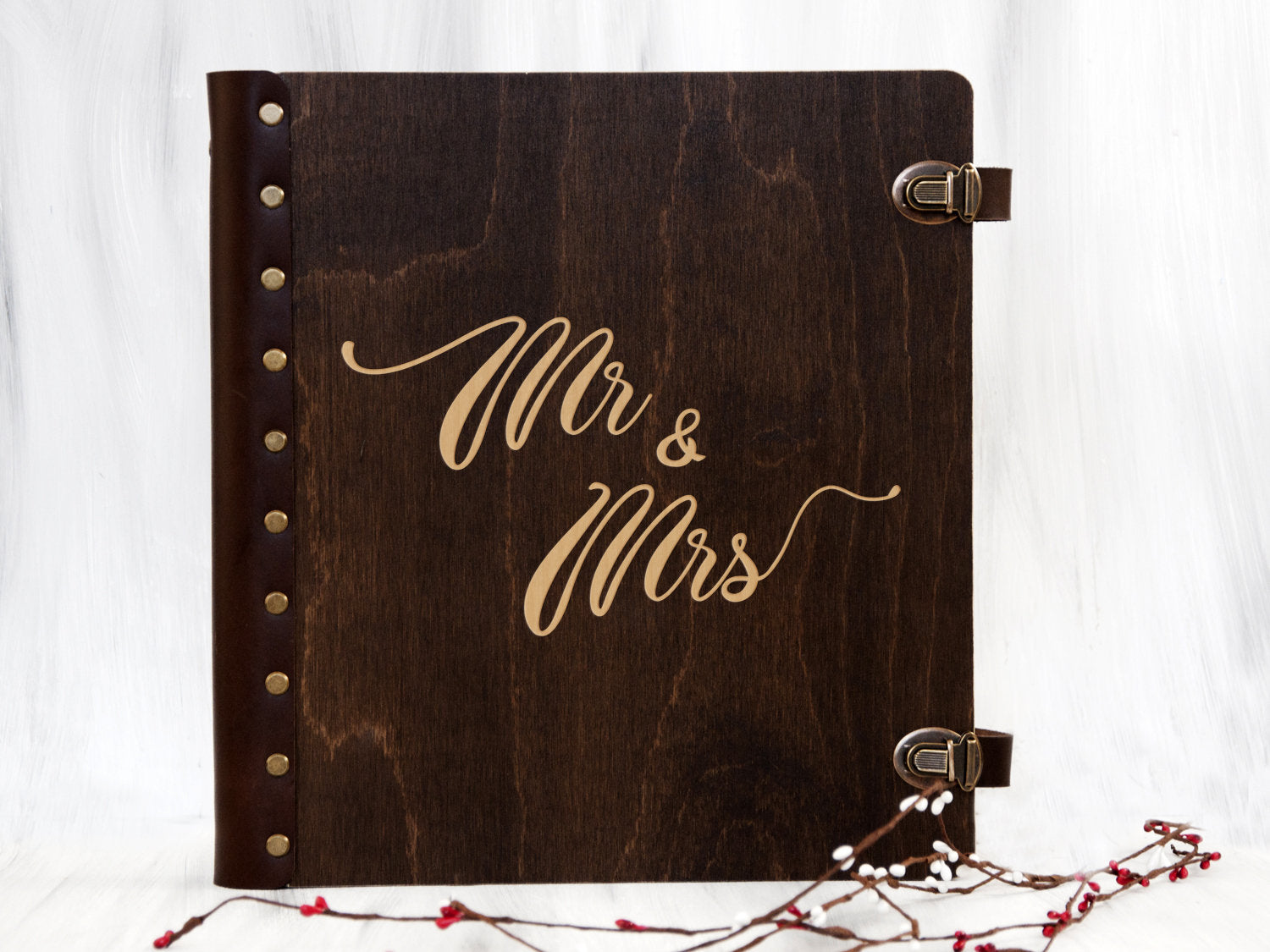 Mr & Mrs Wedding Album with Self-Adhesive Sheets - Housewarming Gift for Newlyweds