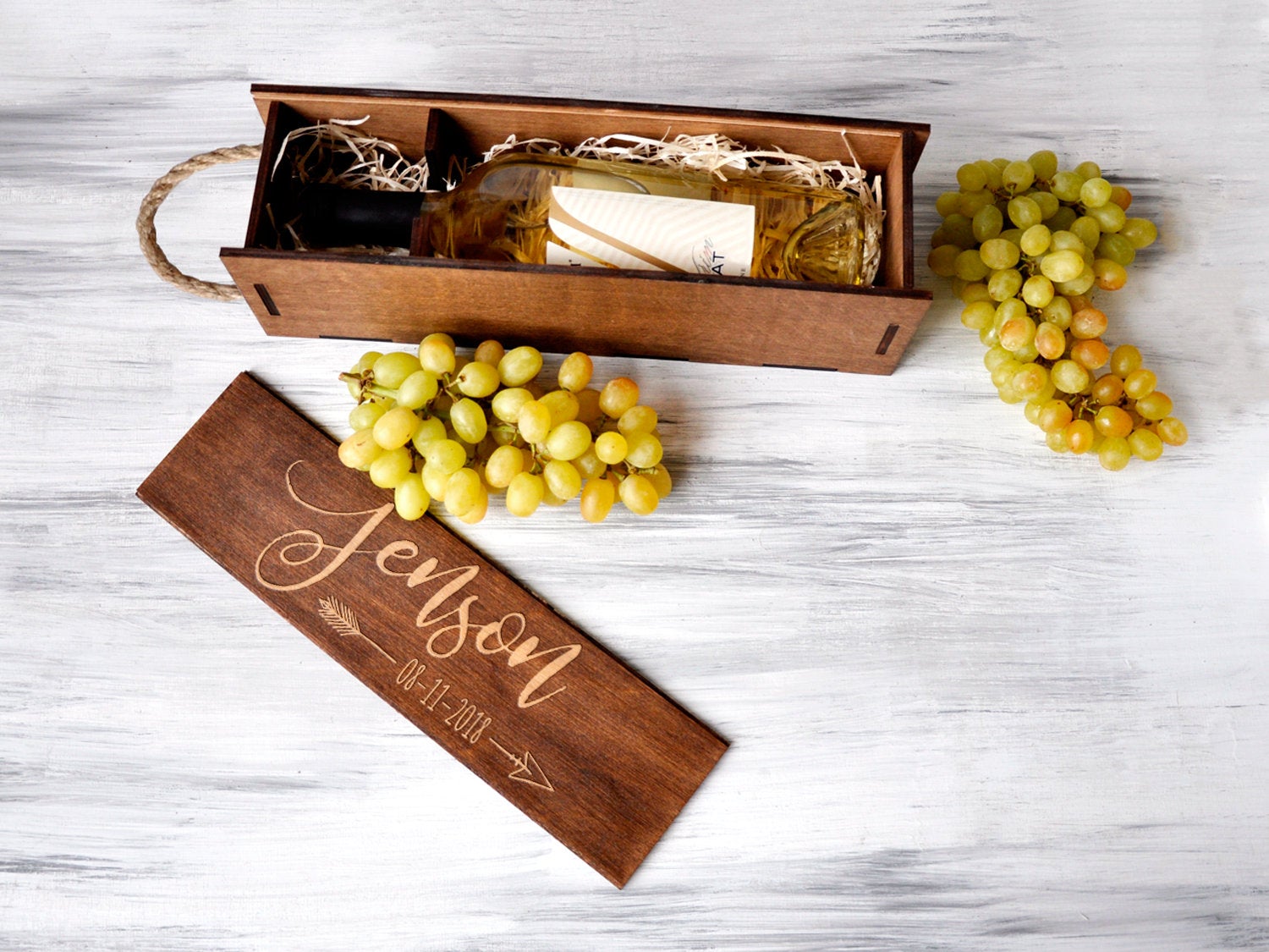 Personalized Wedding Wine Box - 5th Anniversary Gift for Couple in Boho Style