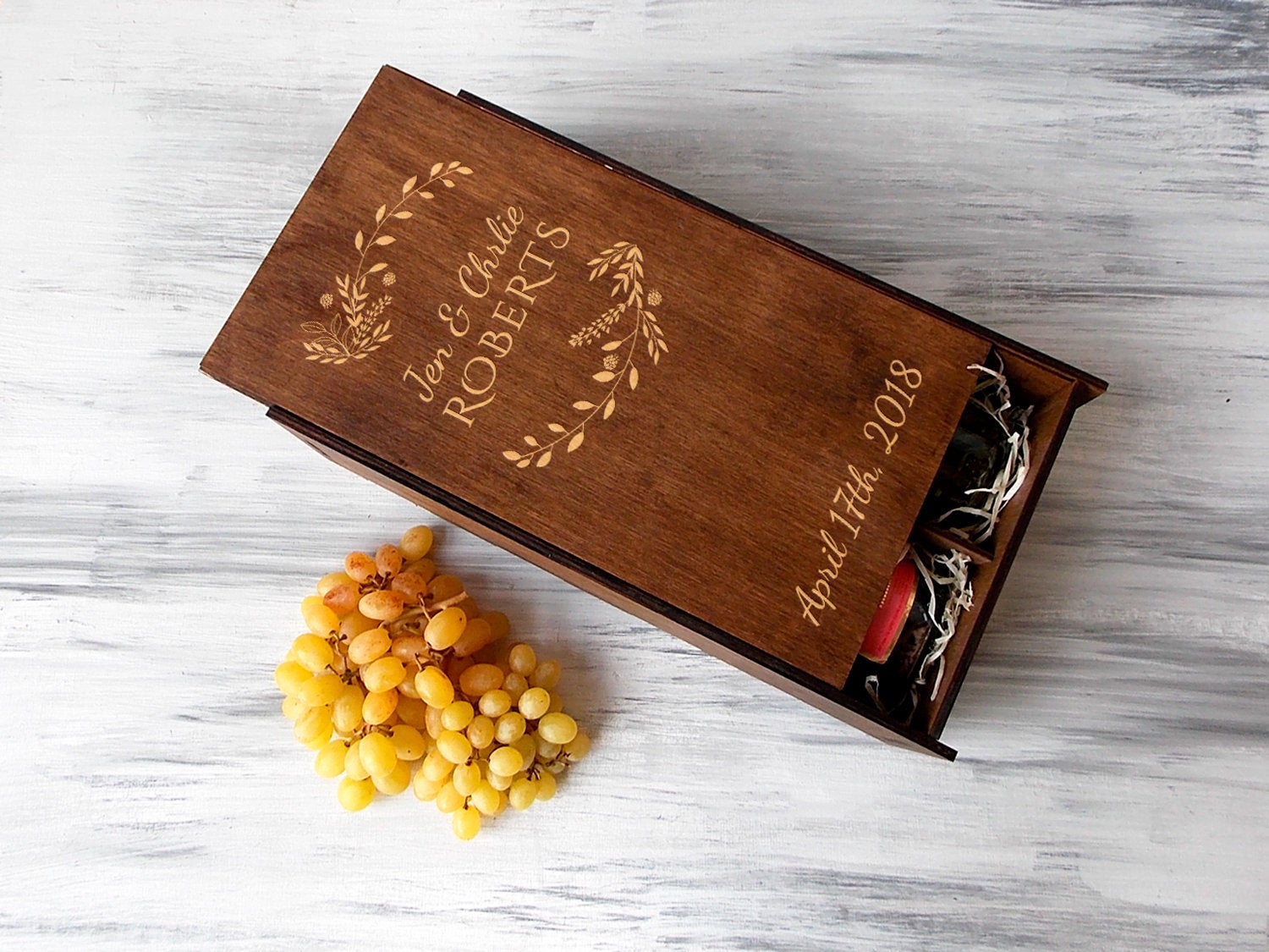 2 Bottles Wine Box with Personal Engraving - Wine Lovers Gift