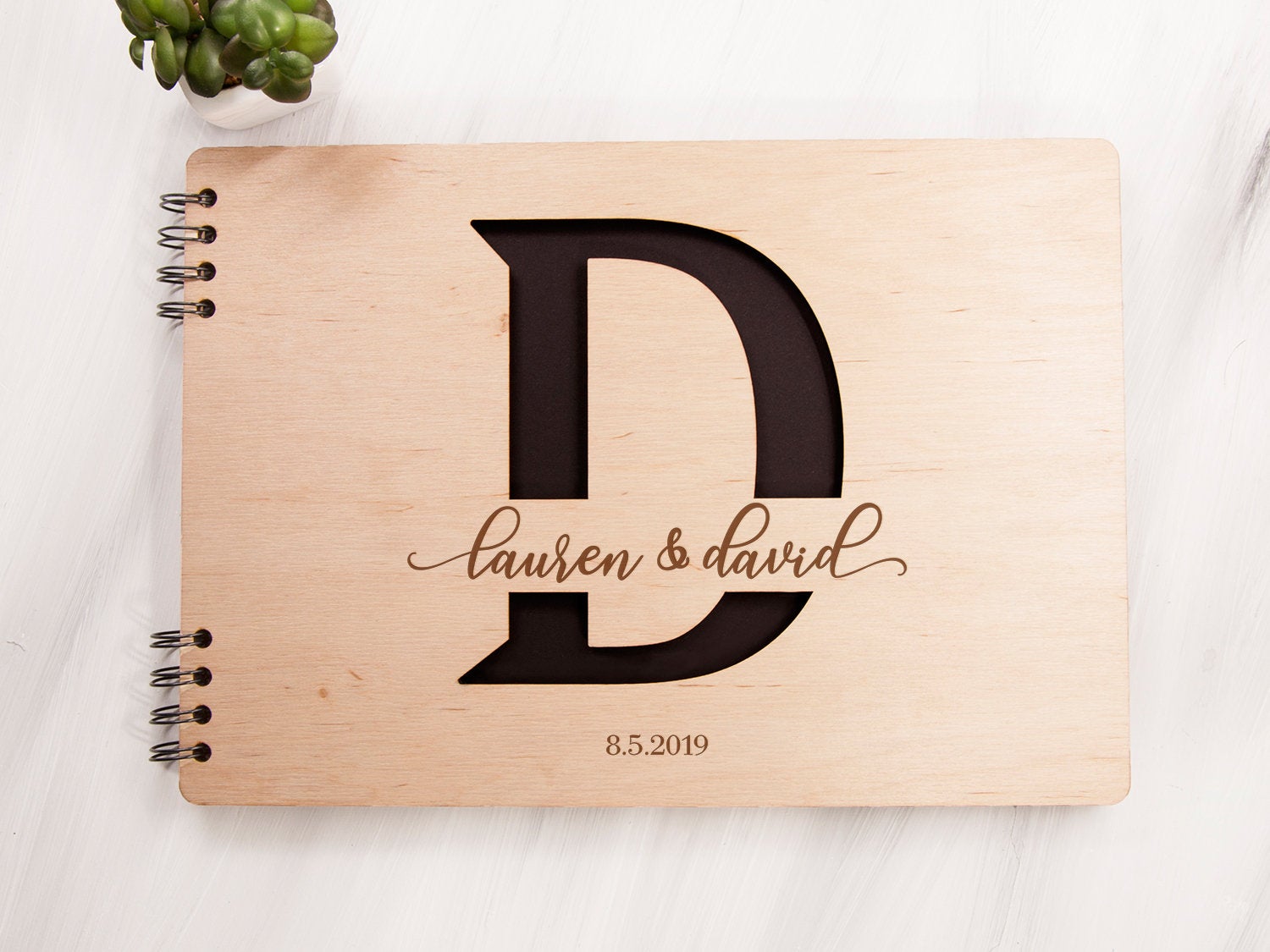 Personalized Guest Book - Engraved Memory Book with Letter