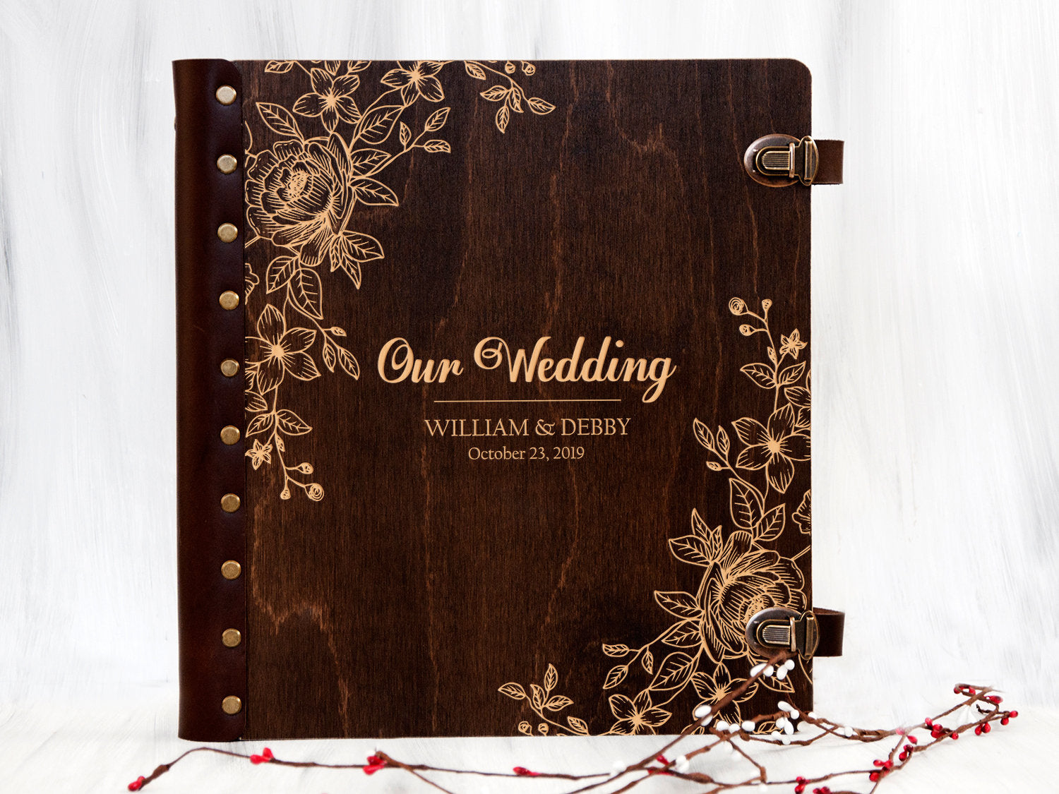 Personalized Self-Adhesive Album - Rustic Wedding Gift for Couple