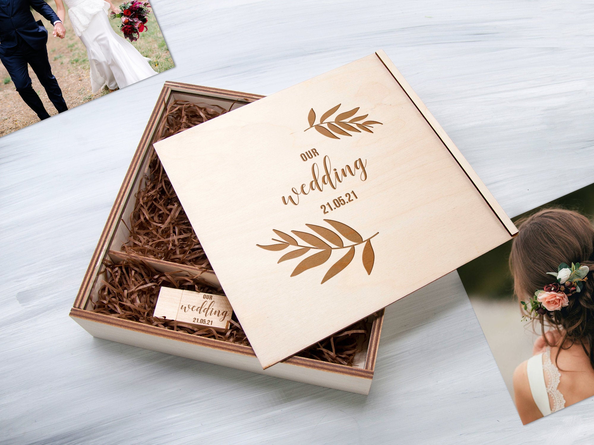 Wedding Keepsake Box Gift for Couple - Personalized Memory Box