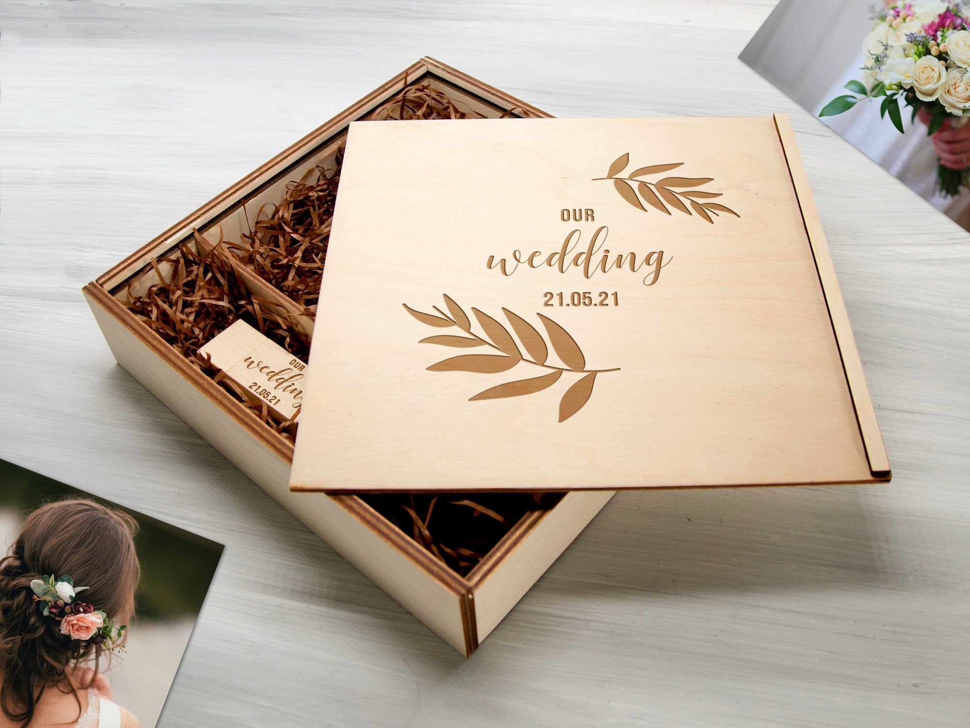 Wedding Keepsake Box Gift for Couple - Personalized Memory Box