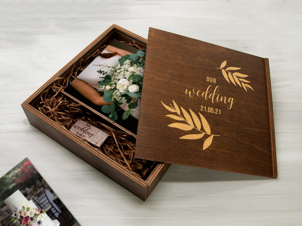 Personalized Wooden Photo Box For Anniversary - Free Shipping