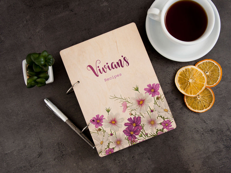Custom Blank Recipe Book with Floral Design - Kitchen Gift for Hostess