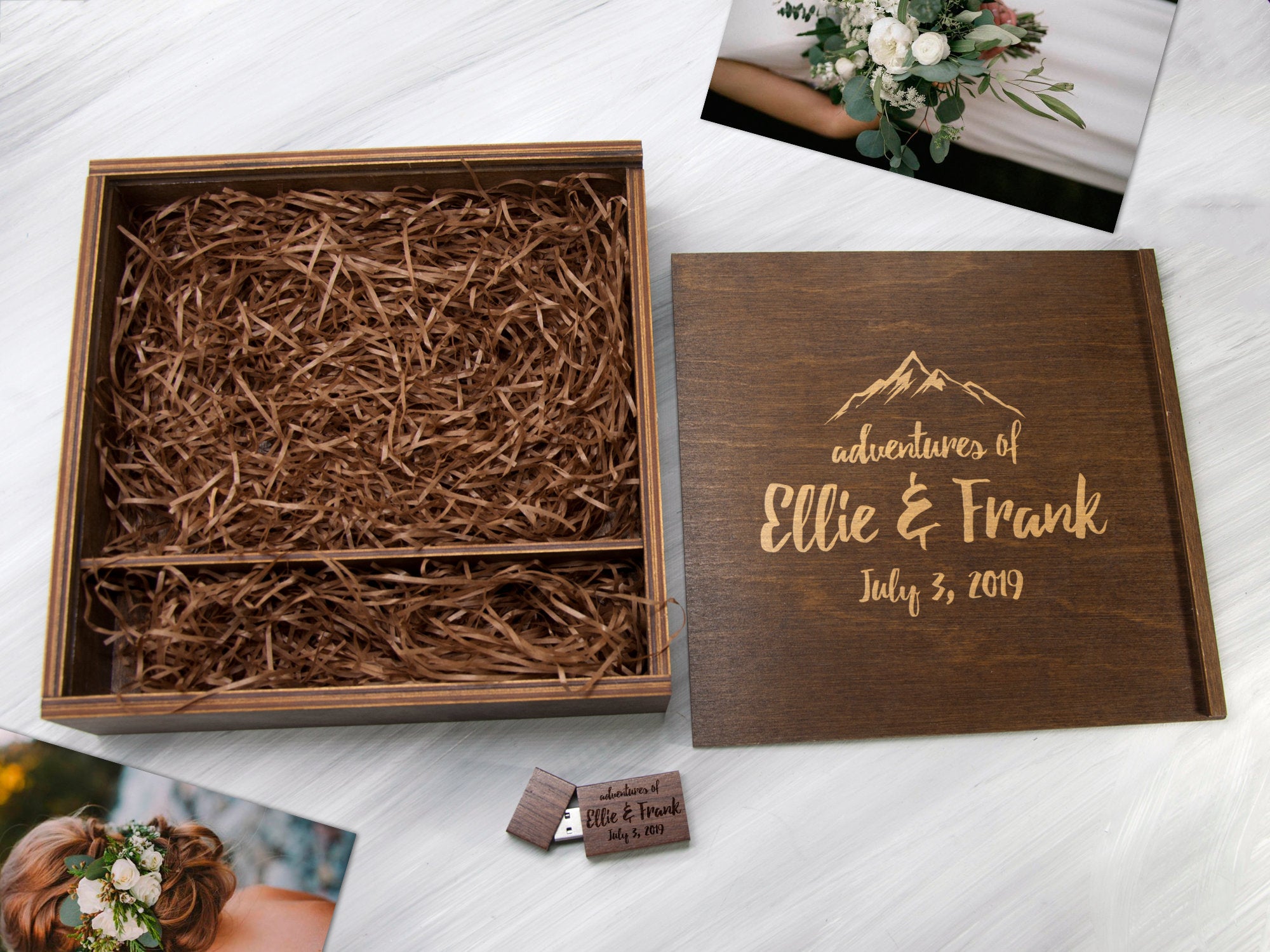 Adventure Gift for Couple - Personalized Photo Storage Box - Mountains Gift