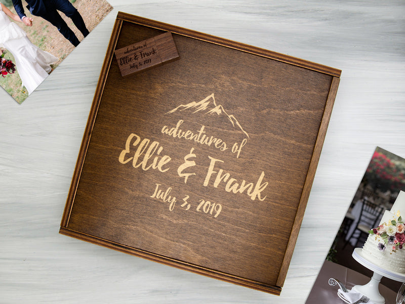 Adventure Gift for Couple - Personalized Photo Storage Box - Mountains Gift