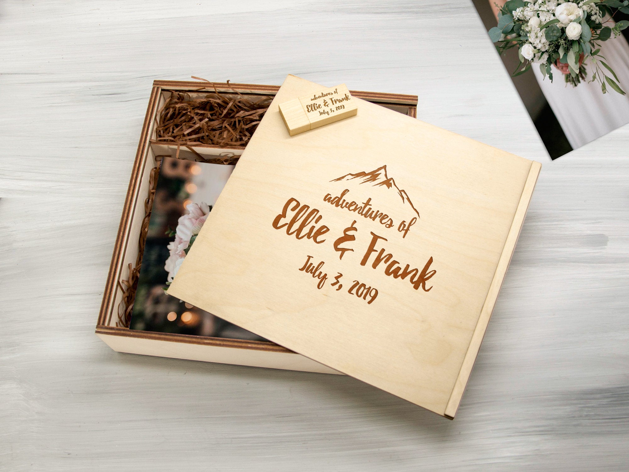 Adventure Gift for Couple - Personalized Photo Storage Box - Mountains Gift