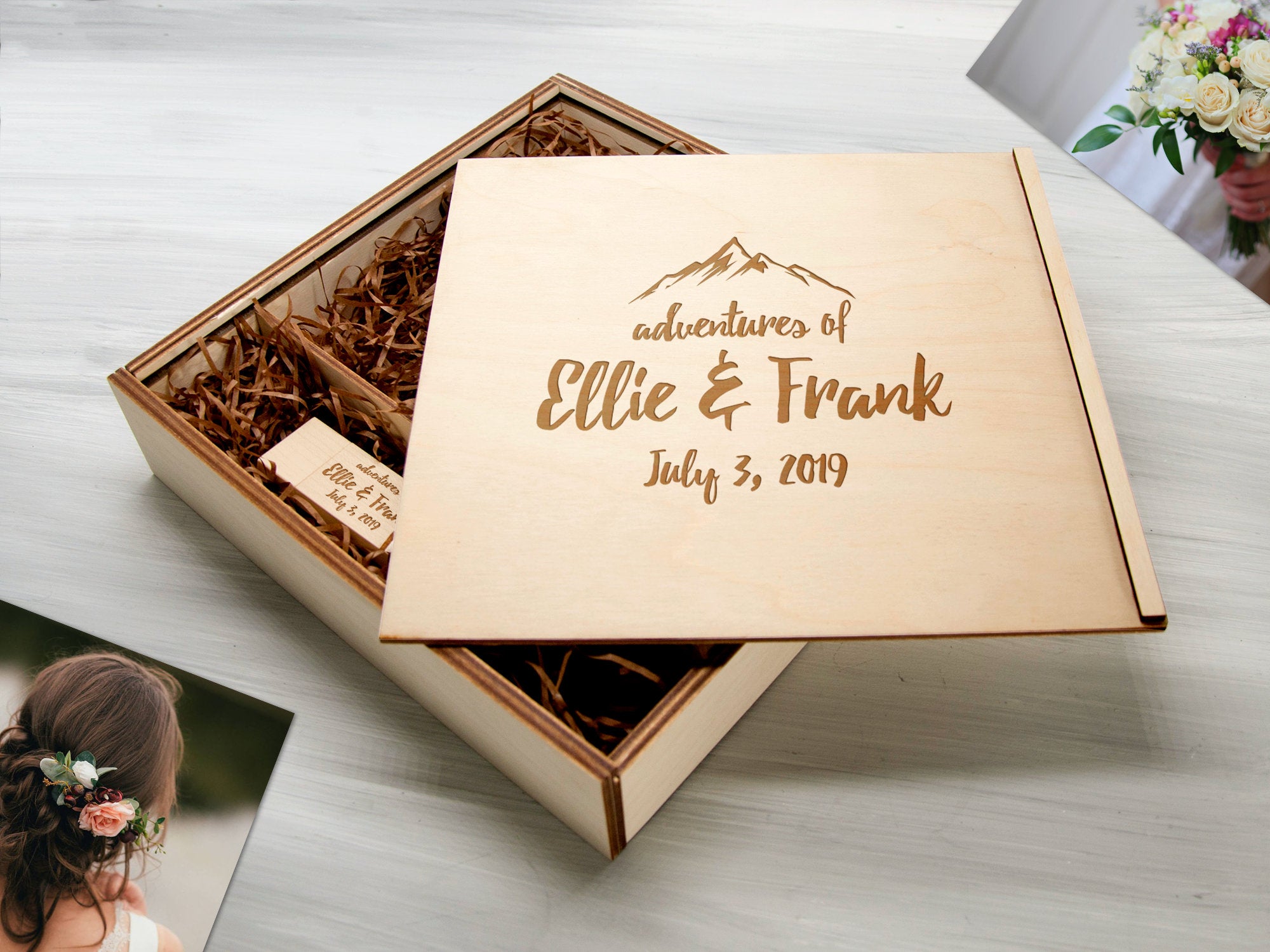 Adventure Gift for Couple - Personalized Photo Storage Box - Mountains Gift