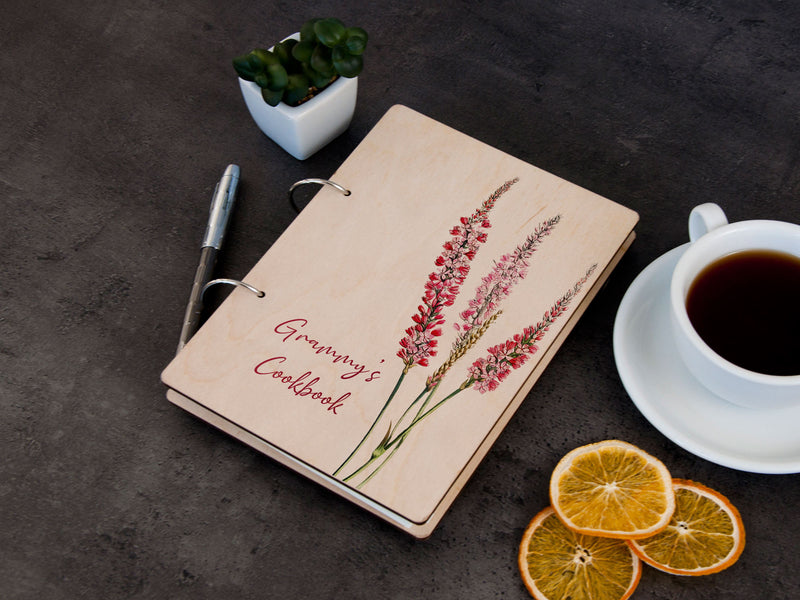 Personalized Recipe Binder with Wildflower Print - Anniversary Gift