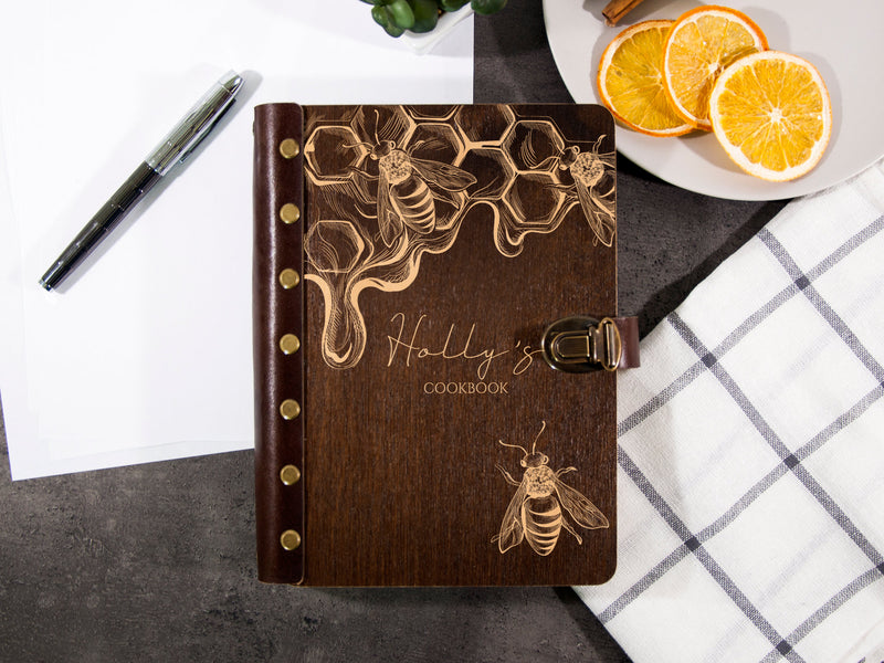 Wooden Recipe Journal Honeycomb - Christmas Gift