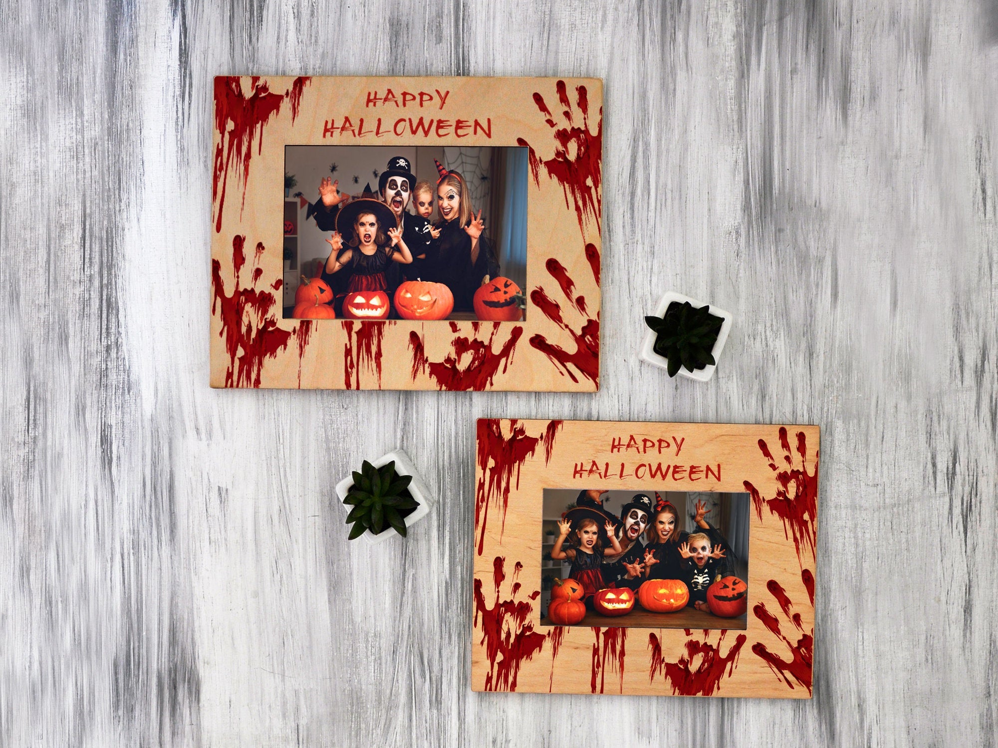 Halloween Photo Frame with Bloody Hand Print