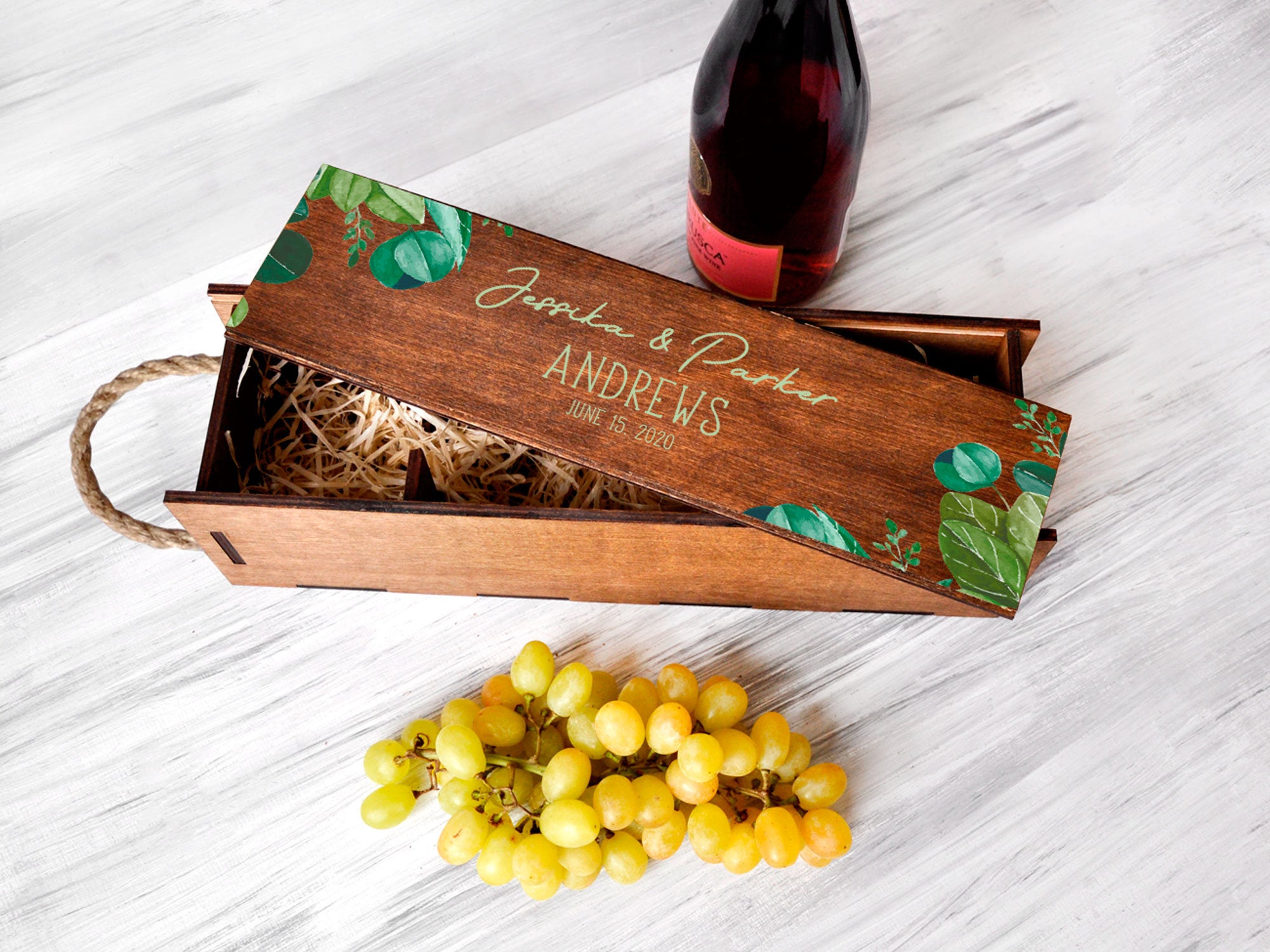 Personalized Wedding Wine Box - Anniversary Gift for Couple