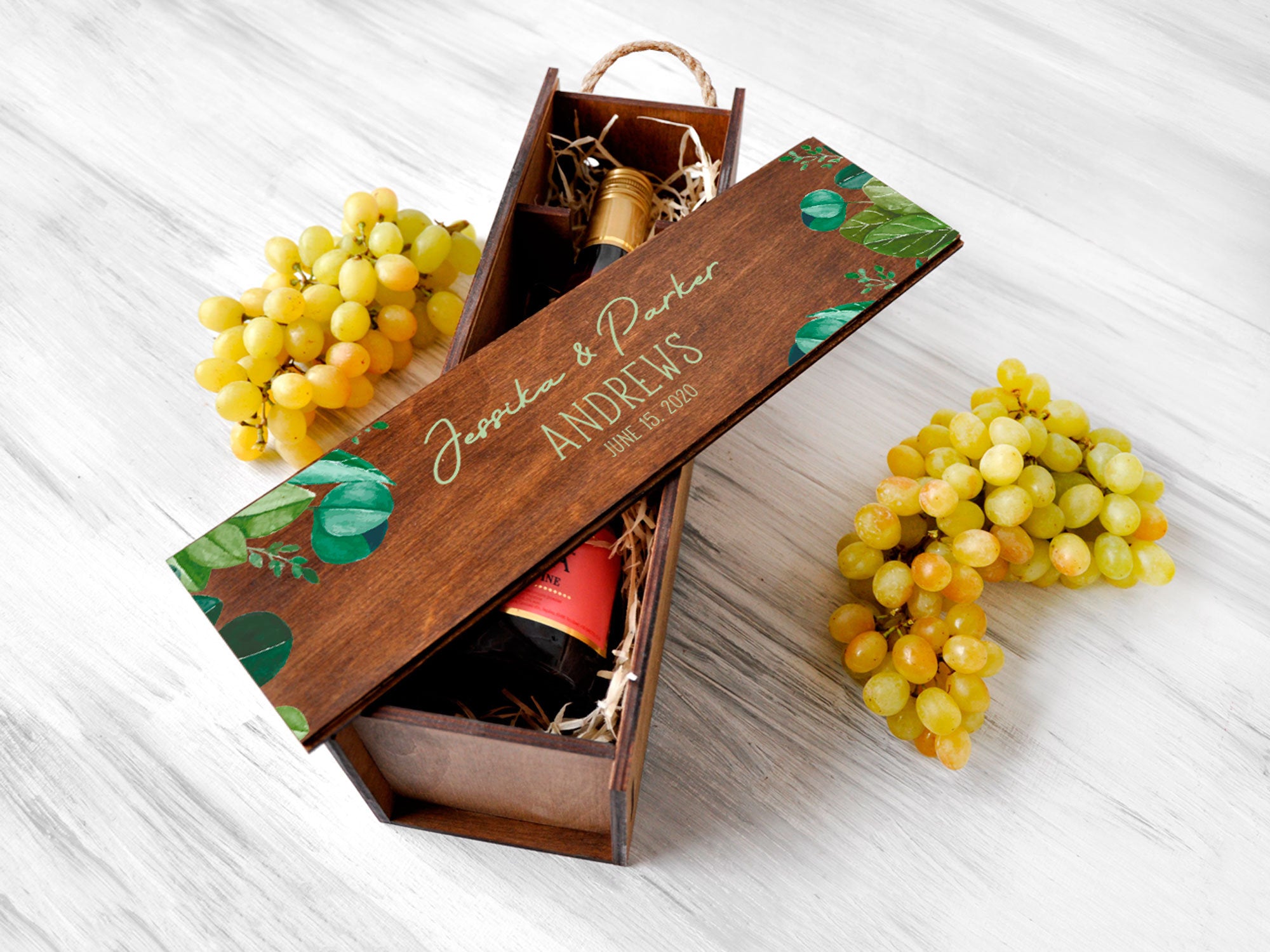 Personalized Wedding Wine Box - Anniversary Gift for Couple