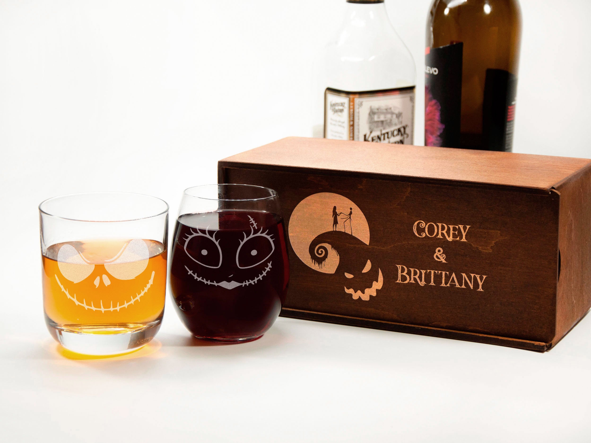 Halloween Wedding Toasting Glasses - Mr and Mrs Wedding Gifts