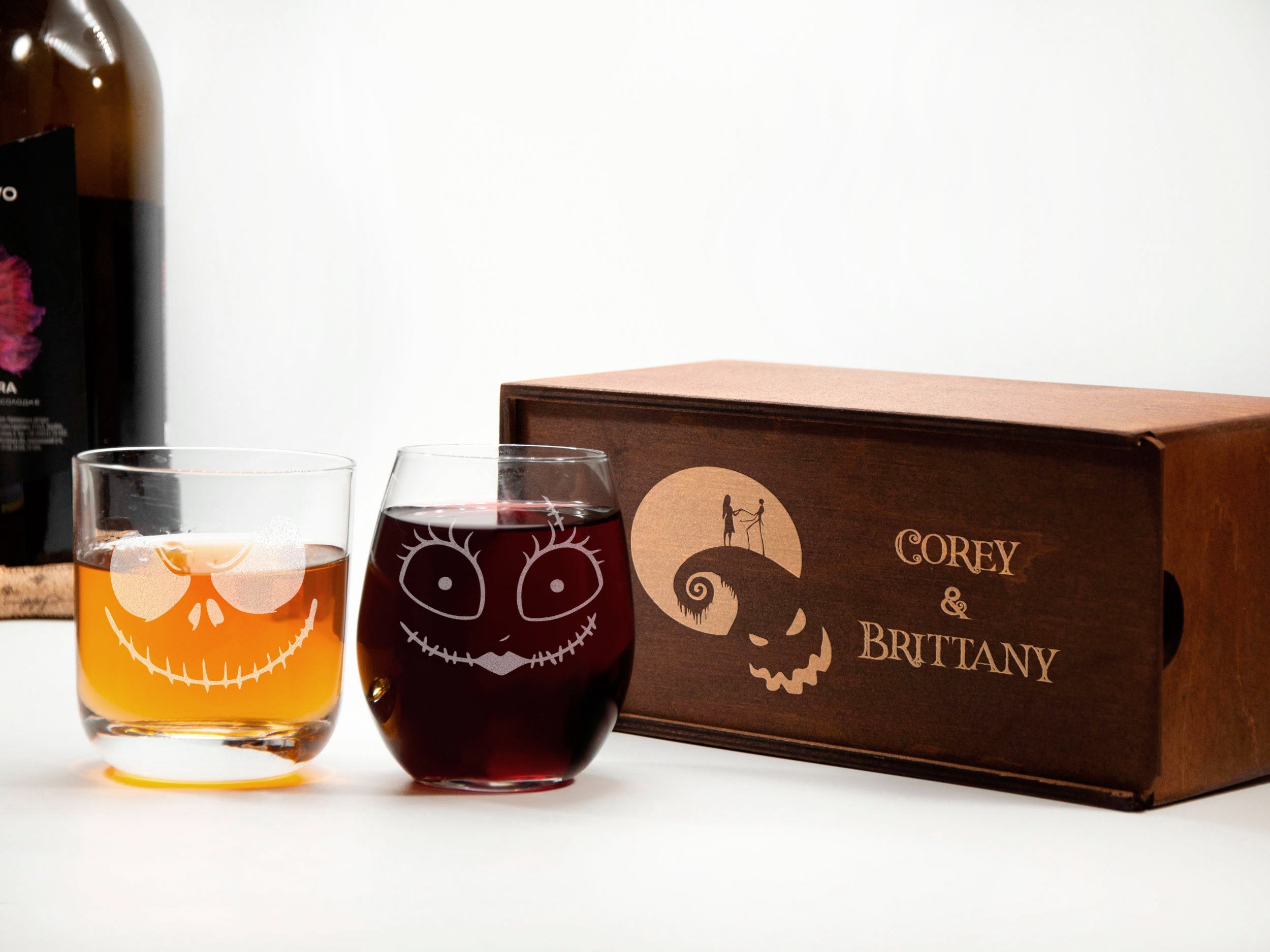 Halloween Wedding Toasting Glasses - Mr and Mrs Wedding Gifts