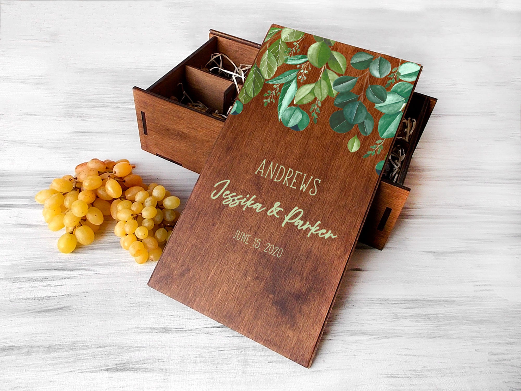 Double Wine Box with Color Design - Wedding Gifts for Mr and Mrs