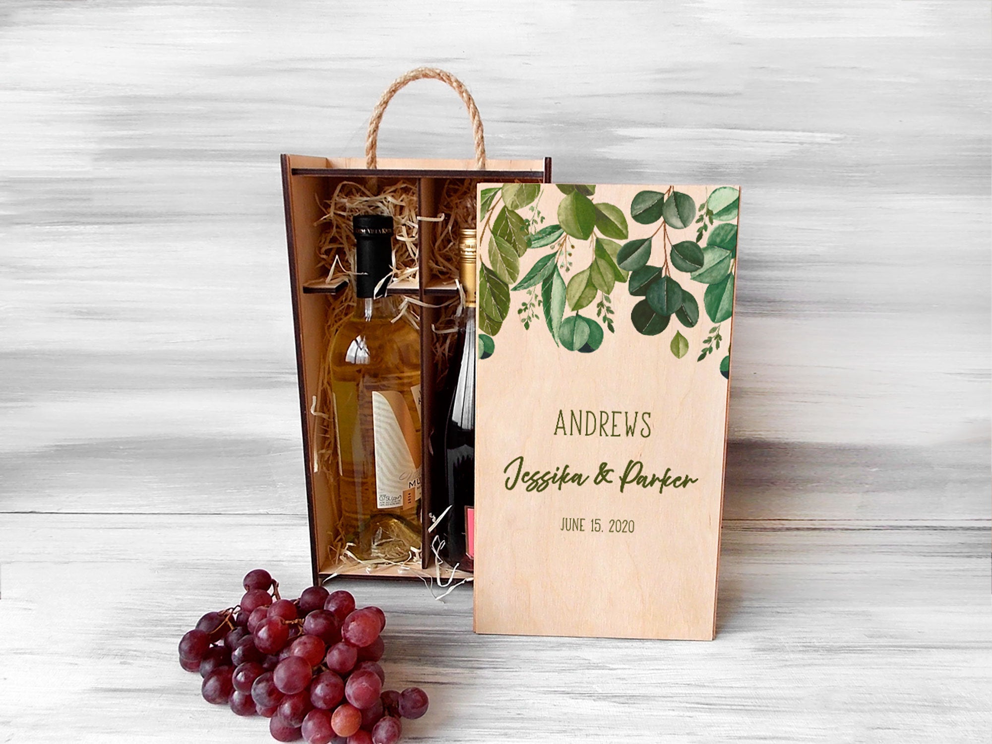 Double Wine Box with Color Design - Wedding Gifts for Mr and Mrs