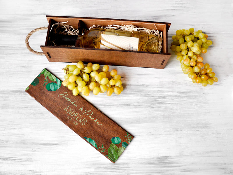 Personalized Wedding Wine Box - Anniversary Gift for Couple