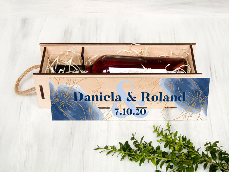 Wedding Wine Box -  5th Anniversary Gift for Mr & Mrs