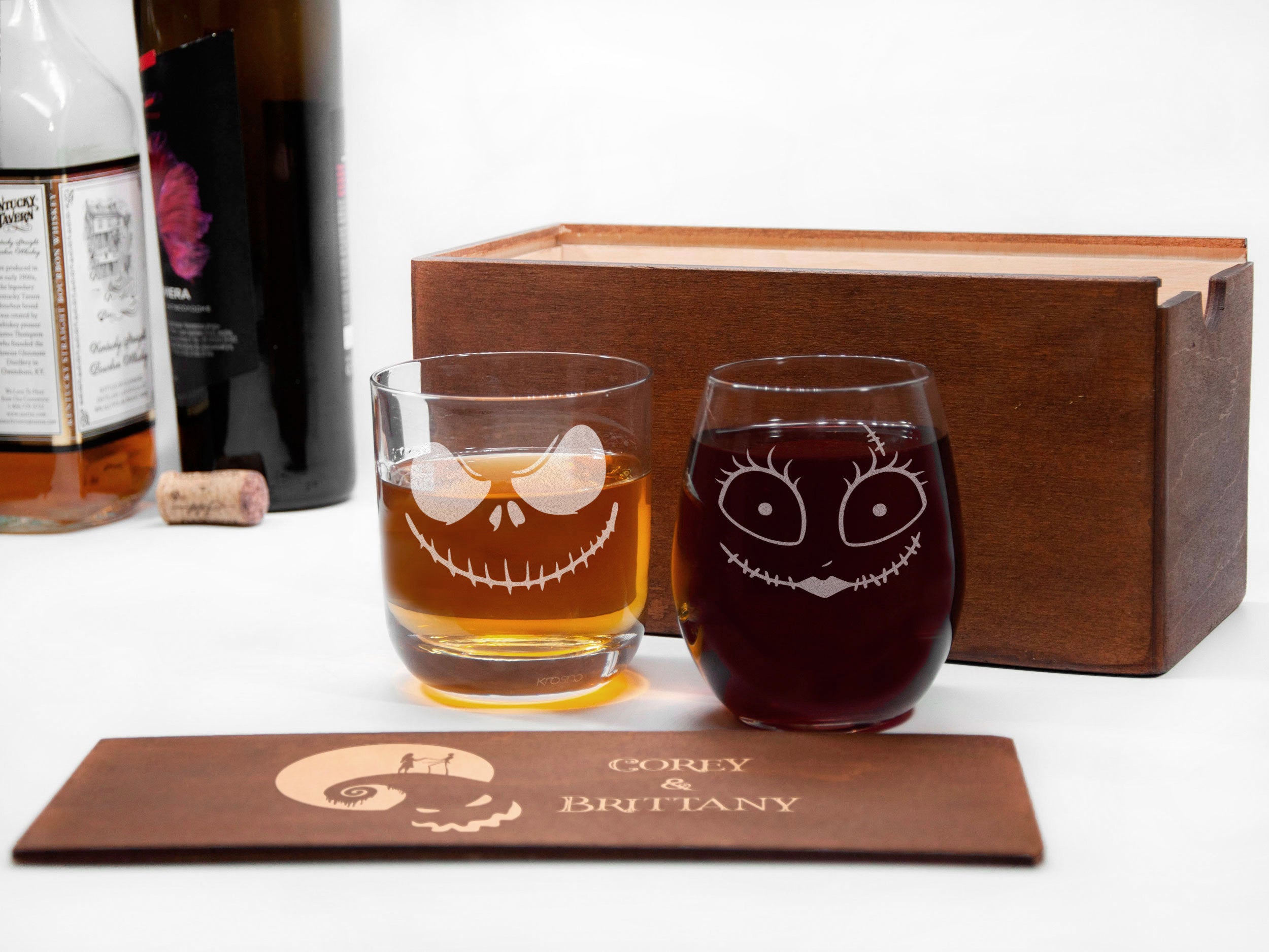 Halloween Wedding Toasting Glasses - Mr and Mrs Wedding Gifts