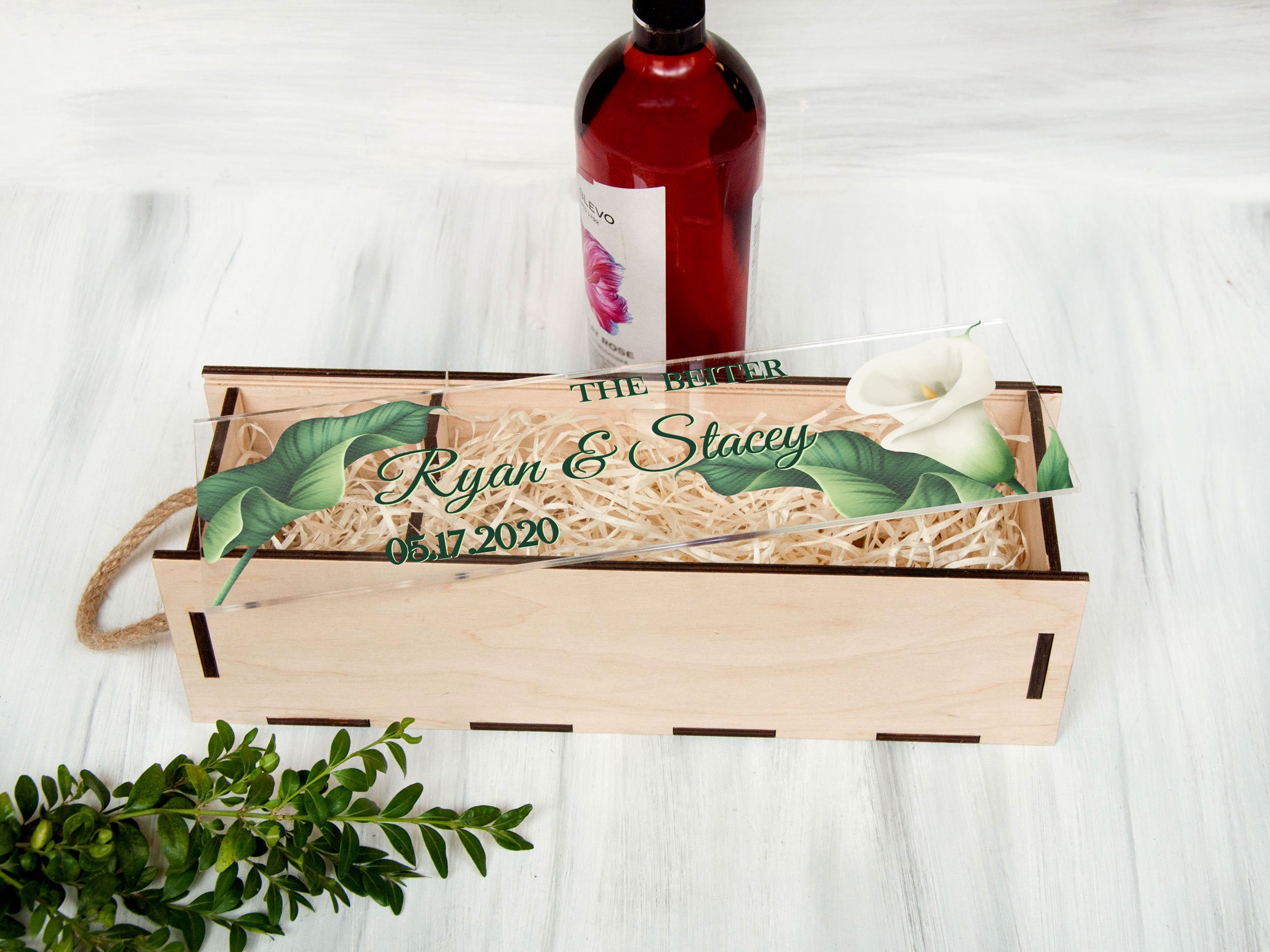 Wedding Wine Box - Greenery Wedding Wine Ceremony Box